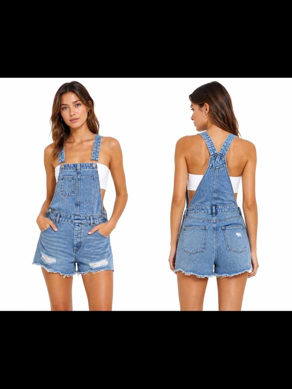 H&M Light Blue Overall Denim Shorts Size 6
